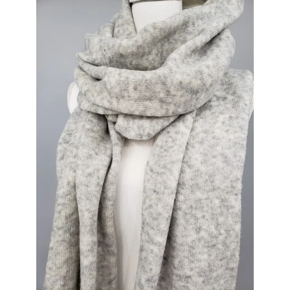NEW Club Monaco Thisbe Foulards WOOL SCARF colorblock‎ dusty gray green neutral